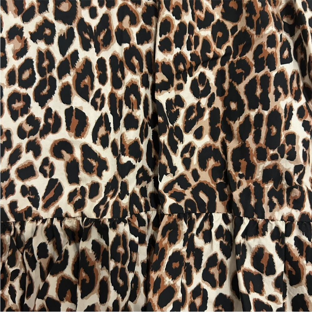 Rails Leopard Print Smocked Midi Dress Size L Boho Ruffle Dress - Picture 4 of 9